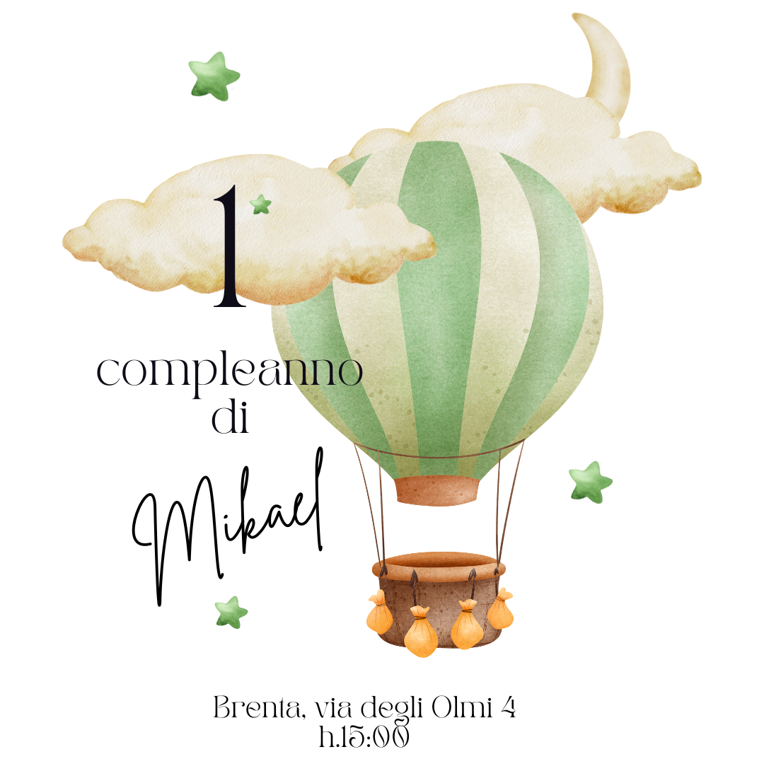 Inviti per il Primo Compleanno in PDF- Personalizzati e Originali per Bambini