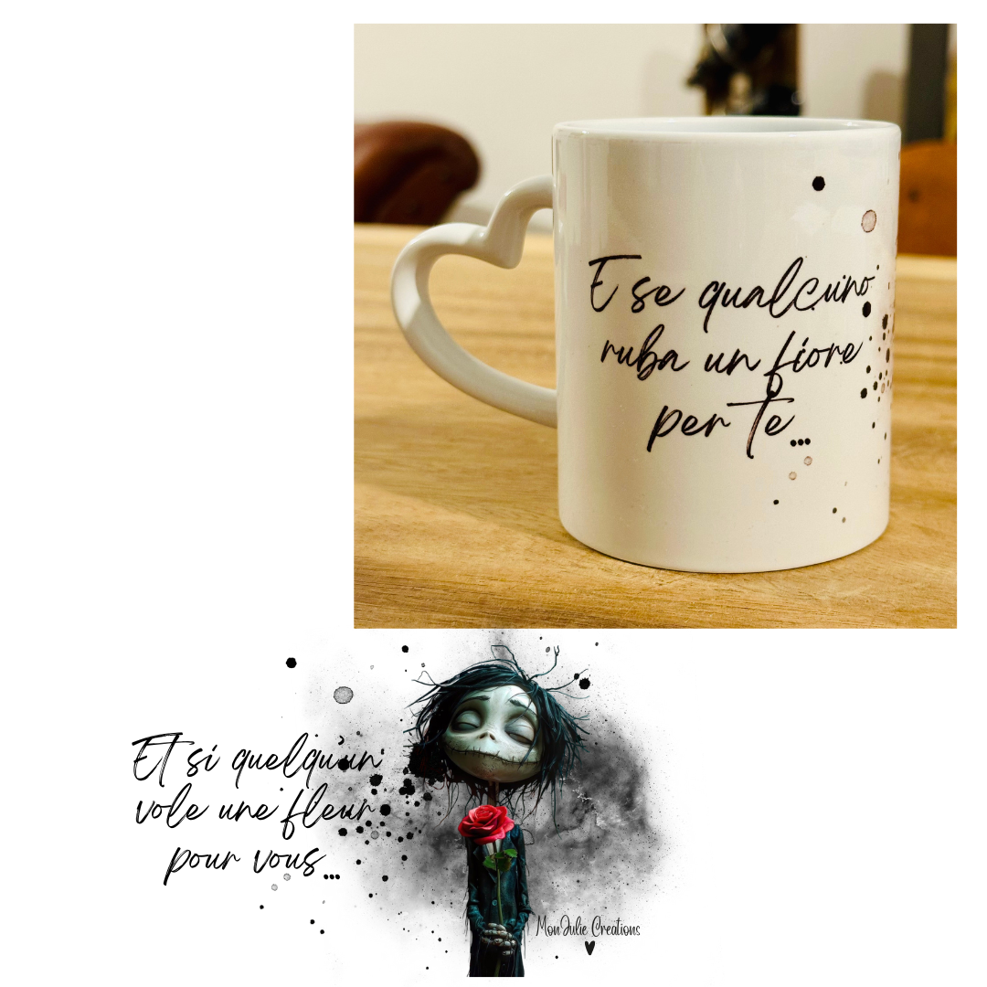 Tazza Mug per Innamorati Originale con Rosa e Frase Speciale