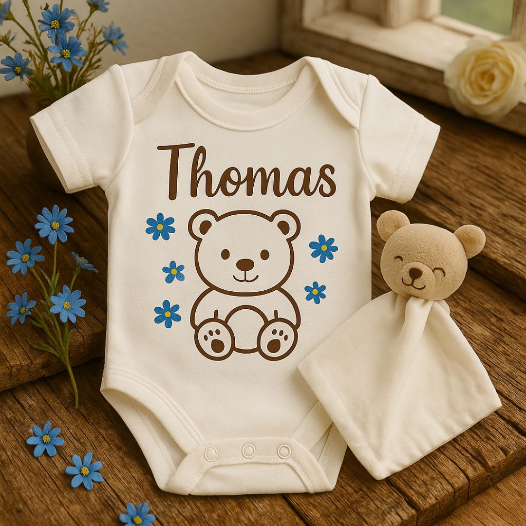 Body Neonato Personalizzato con Nome e Animaletto-Regalo Nascita