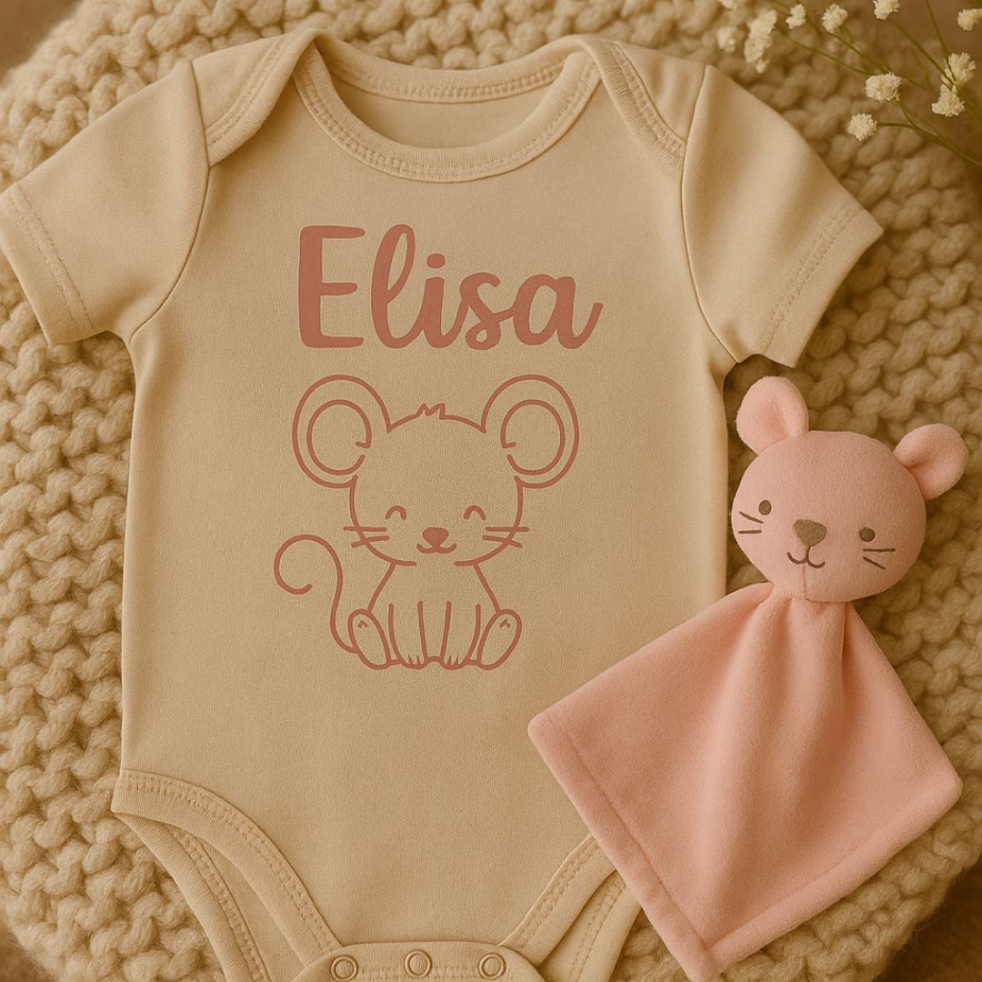 Body Neonato Personalizzato con Nome e Animaletto-Regalo Nascita
