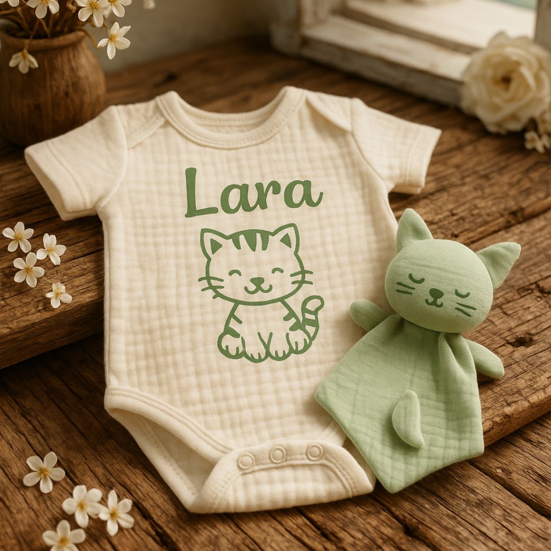Body Neonato Personalizzato con Nome e Animaletto-Regalo Nascita