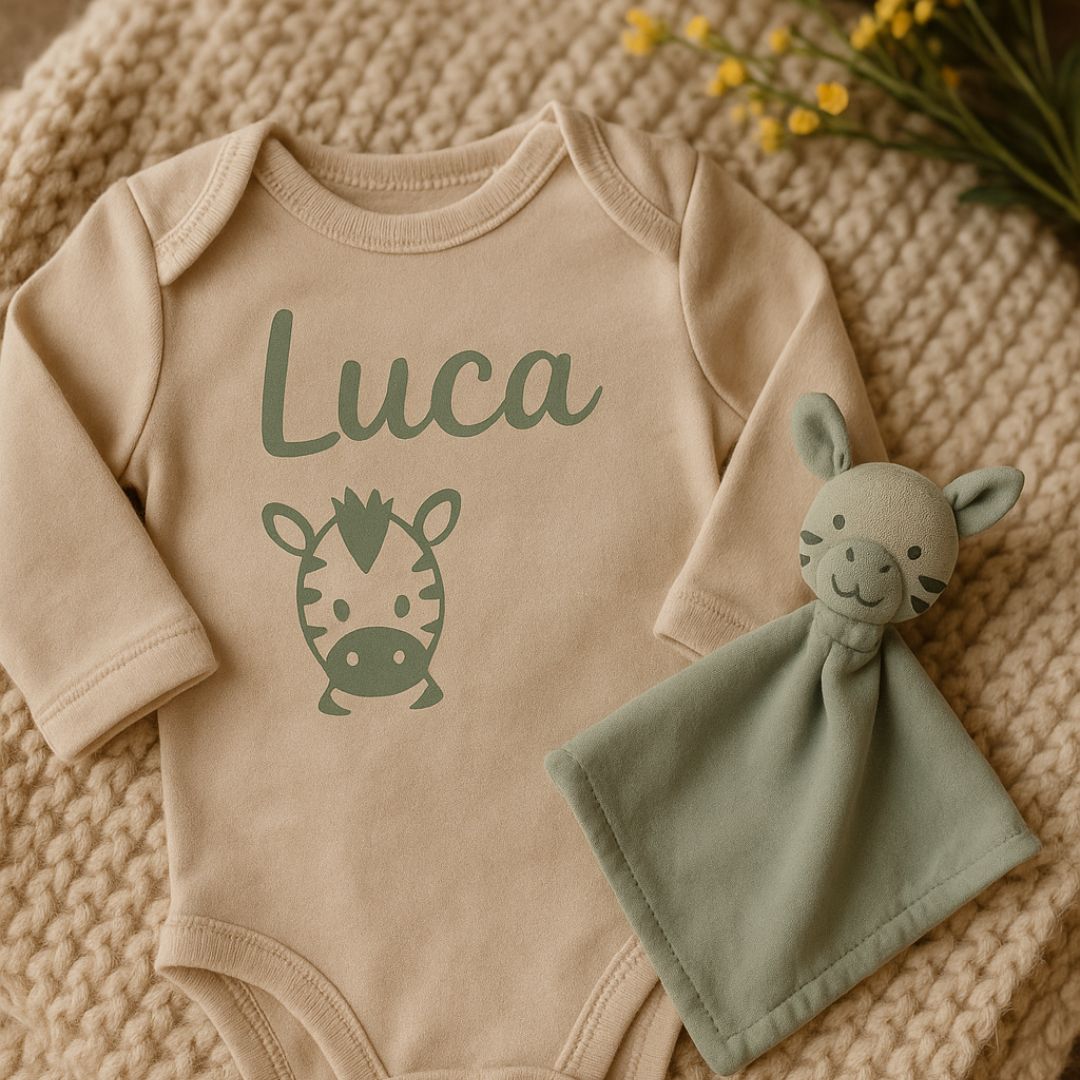 Body Neonato Personalizzato con Nome e Animaletto-Regalo Nascita