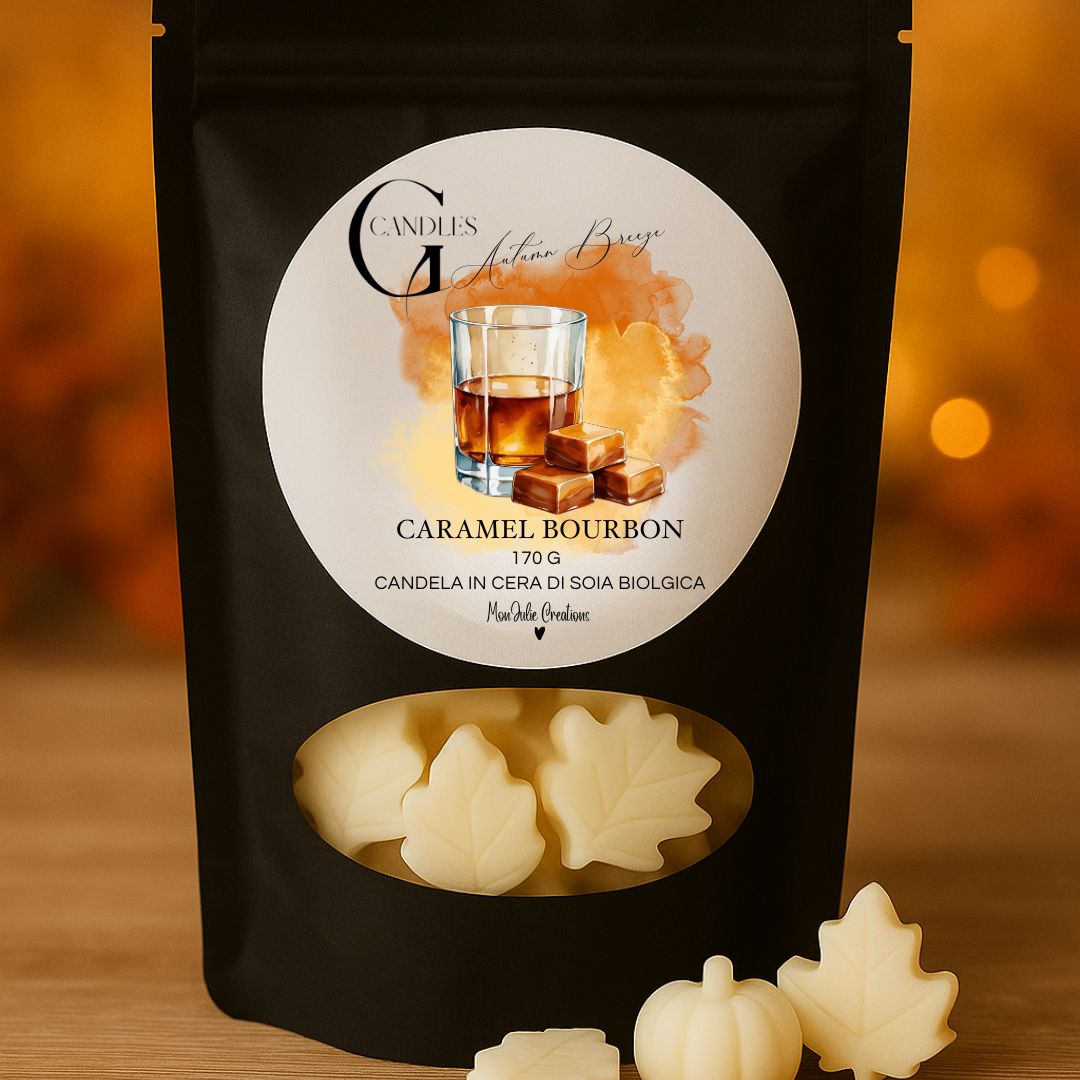 Candela al Bourbon e Caramello - Wax Melts in Cera di Soia Biologica Artigianale
