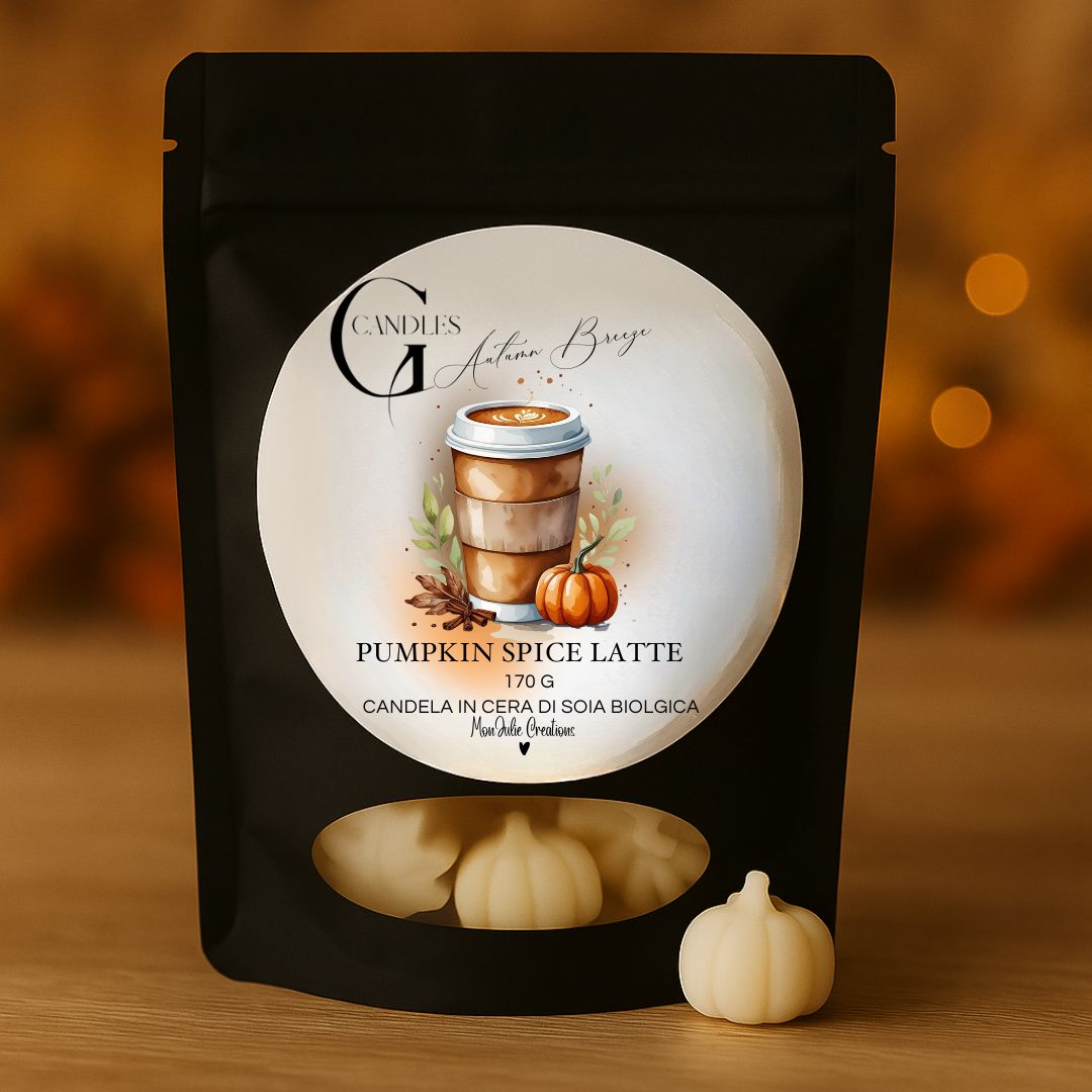 Candela Pumpink Spice Latte - Wax Melts in in Cera di Soia Biolgica Artigianale