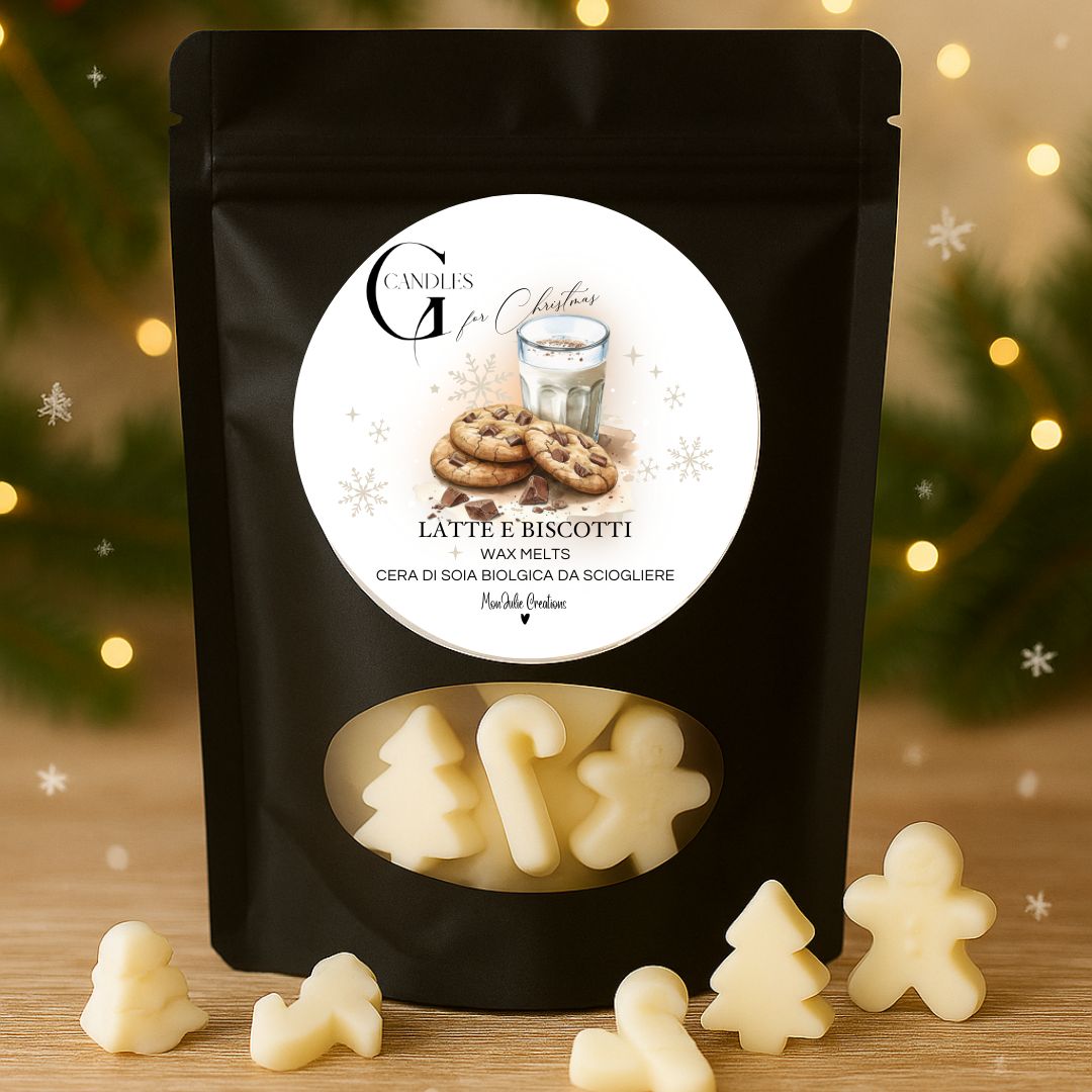 Candela Natalizia al Profumo di Latte e Biscotti - Wax Melts Artigianali in Cera di Soia