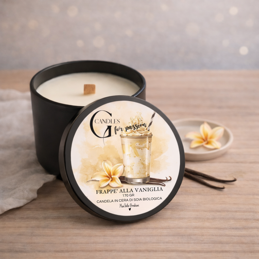 Candela al Profumo di Frappè alla Vaniglia - Cera di soia Biologica