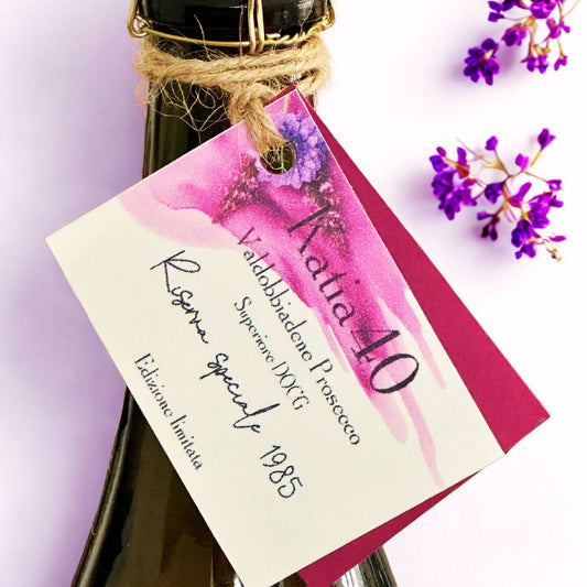 Etchetta personalizzata per bottiglia di vino, prosecco o spumante - ideale per compleanni, anniversari ed eventi speciali